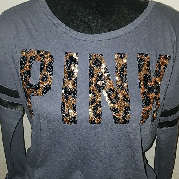 PINK Victoria's Secret Tops - VICTORIA'S SECRET PINK Embellished Varsity Tee